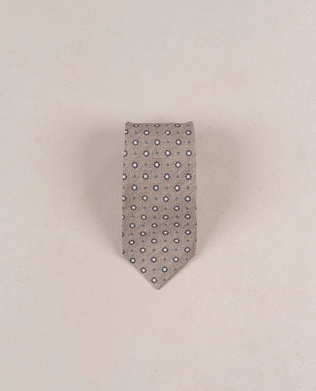 Micro Medallion Silk Blend Woven Tie - Beige sold by Paolo Albizzati