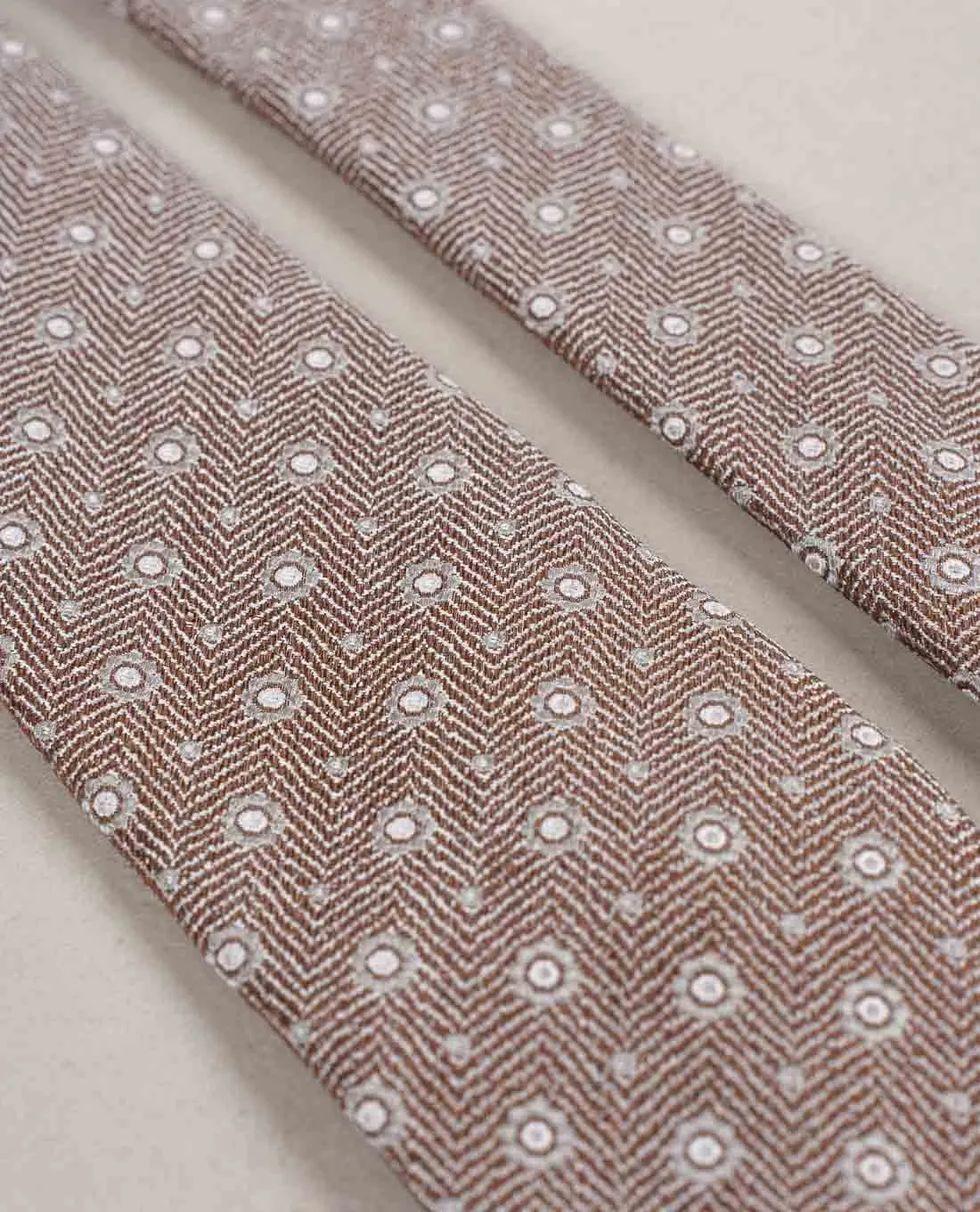 Micro Medallion Silk Blend Woven Tie - Light brown sold by Paolo Albizzati product image thumbnail 3