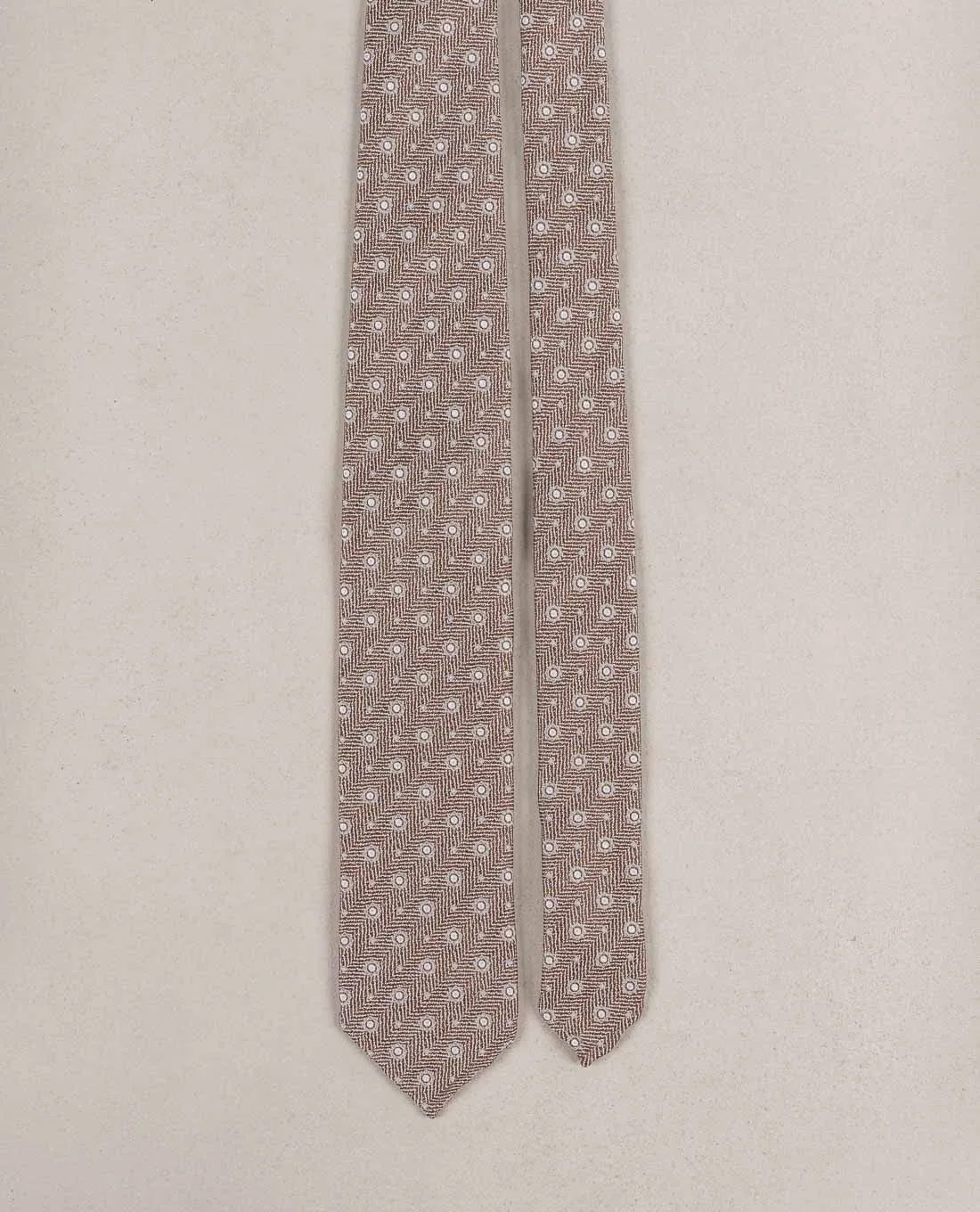 Micro Medallion Silk Blend Woven Tie - Light brown sold by Paolo Albizzati product image thumbnail 5