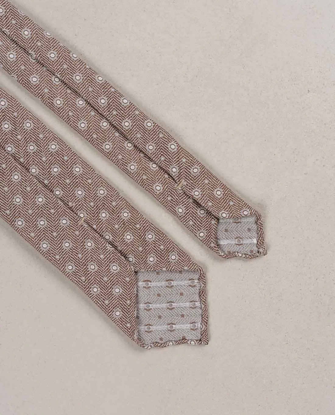 Micro Medallion Silk Blend Woven Tie - Light brown sold by Paolo Albizzati product image thumbnail 4