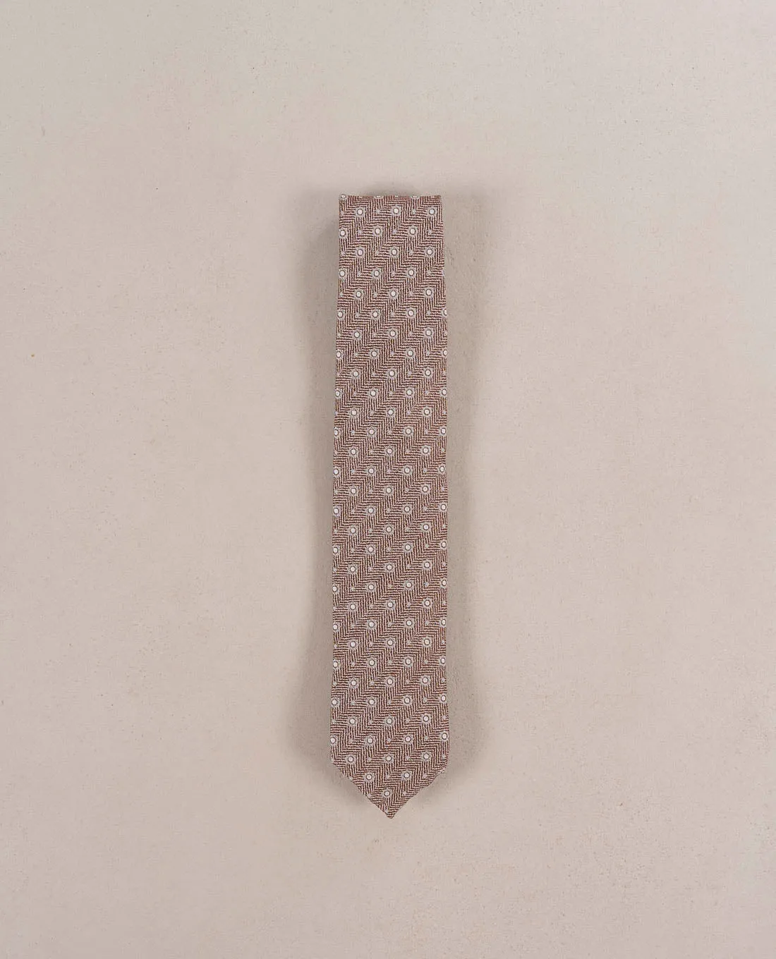 Micro Medallion Silk Blend Woven Tie - Light brown sold by Paolo Albizzati product image thumbnail 2