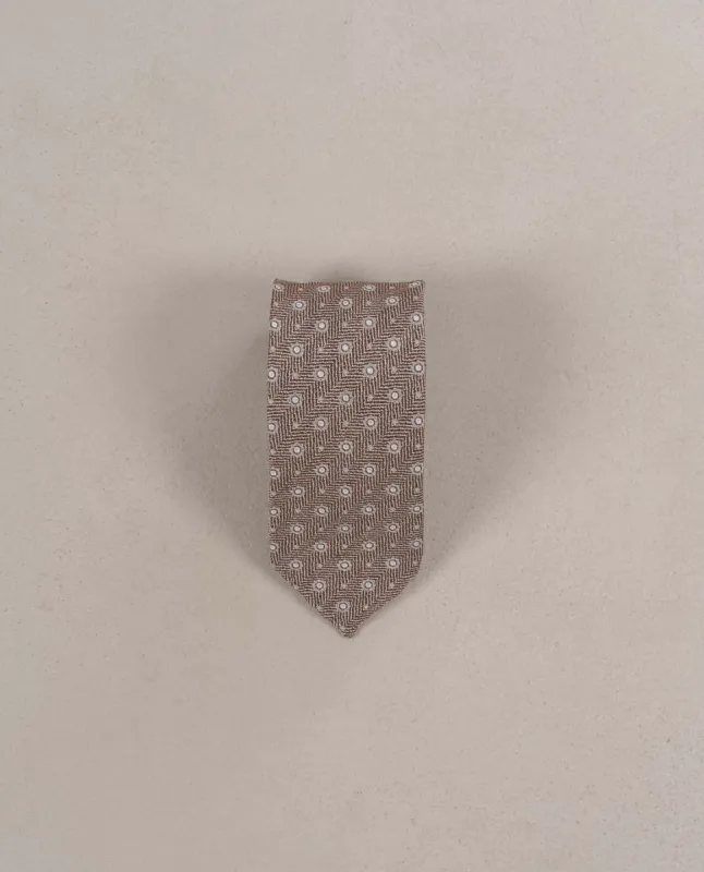 Micro Medallion Silk Blend Woven Tie - Light brown sold by Paolo Albizzati