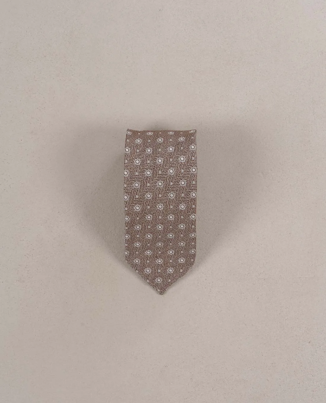 Micro Medallion Silk Blend Woven Tie - Light brown sold by Paolo Albizzati