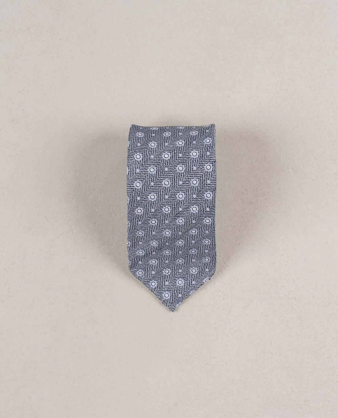 Micro Medallion Silk Blend Woven Tie - Blue sold by Paolo Albizzati product image thumbnail 4