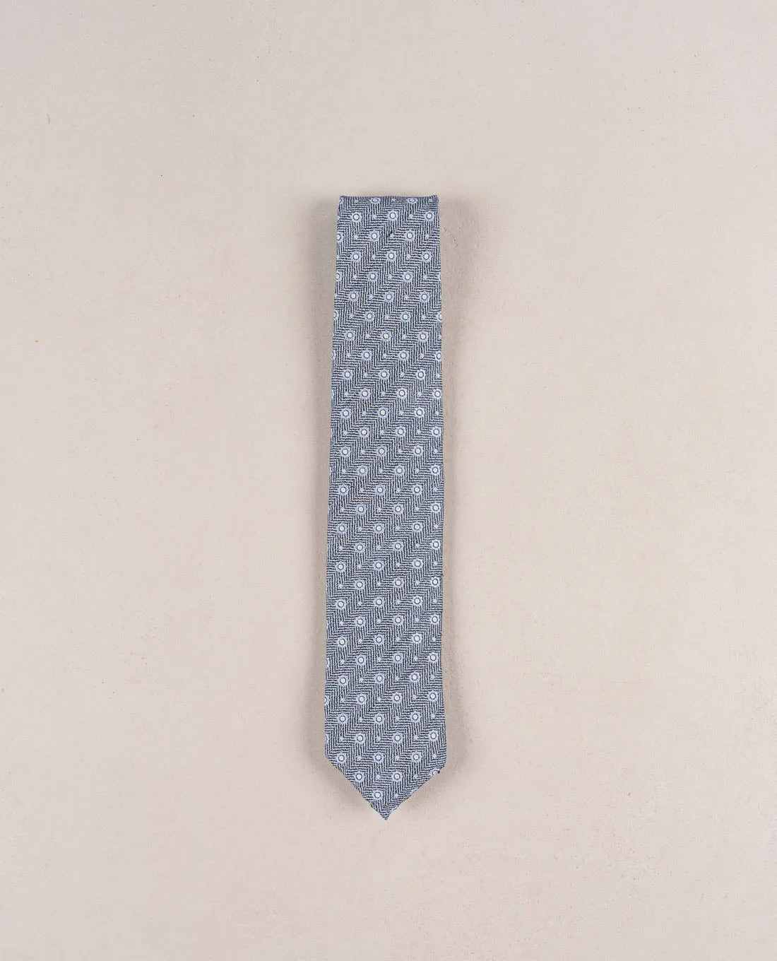 Micro Medallion Silk Blend Woven Tie - Blue sold by Paolo Albizzati
