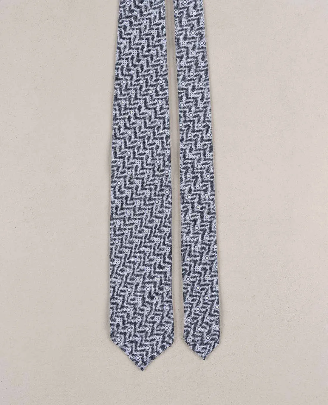 Micro Medallion Silk Blend Woven Tie - Blue sold by Paolo Albizzati product image thumbnail 3