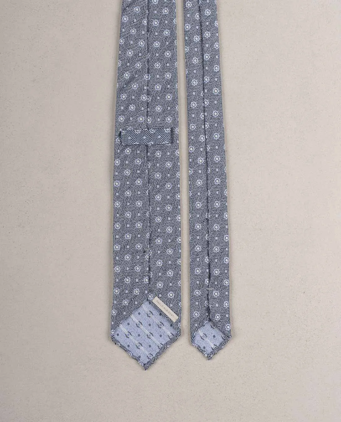 Micro Medallion Silk Blend Woven Tie - Blue sold by Paolo Albizzati product image thumbnail 5