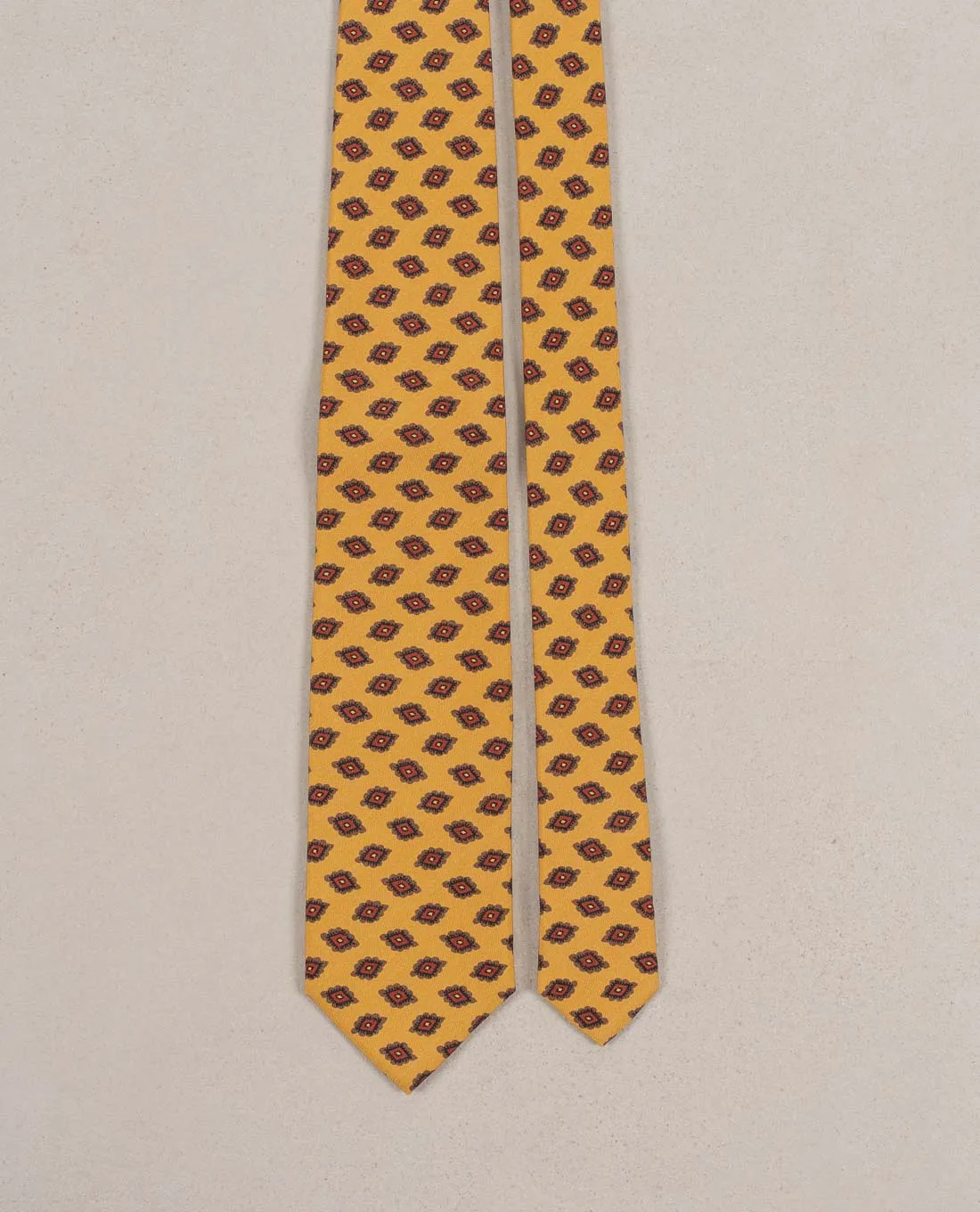 Medallion Print Twill Silk Tie - Yellow sold by Paolo Albizzati product image thumbnail 3