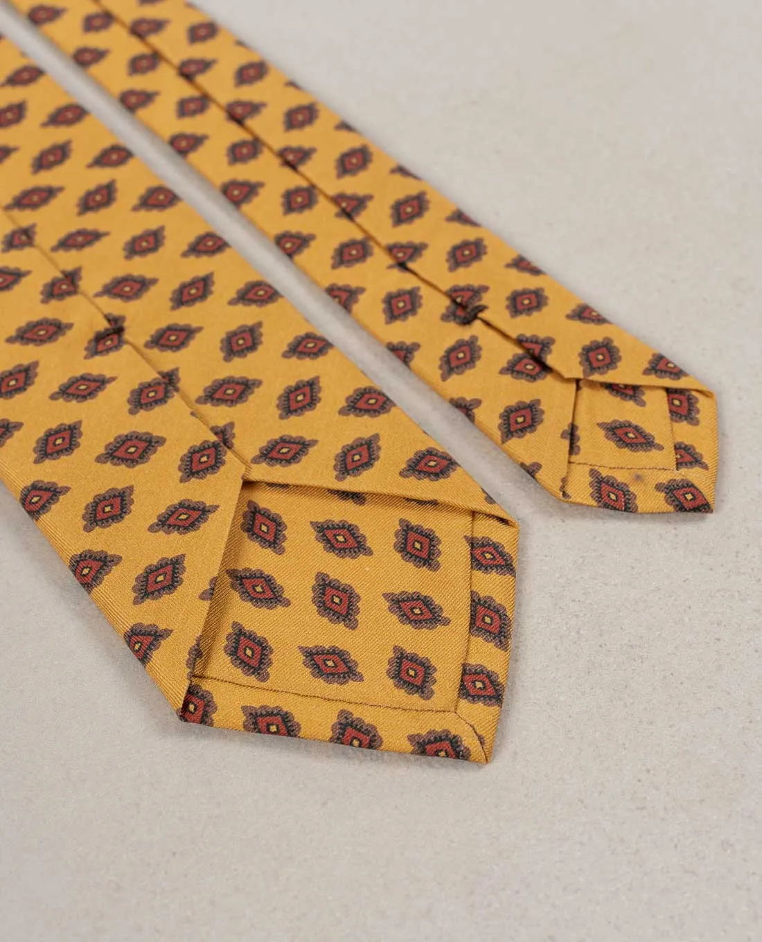 Medallion Print Twill Silk Tie - Yellow sold by Paolo Albizzati product image thumbnail 2