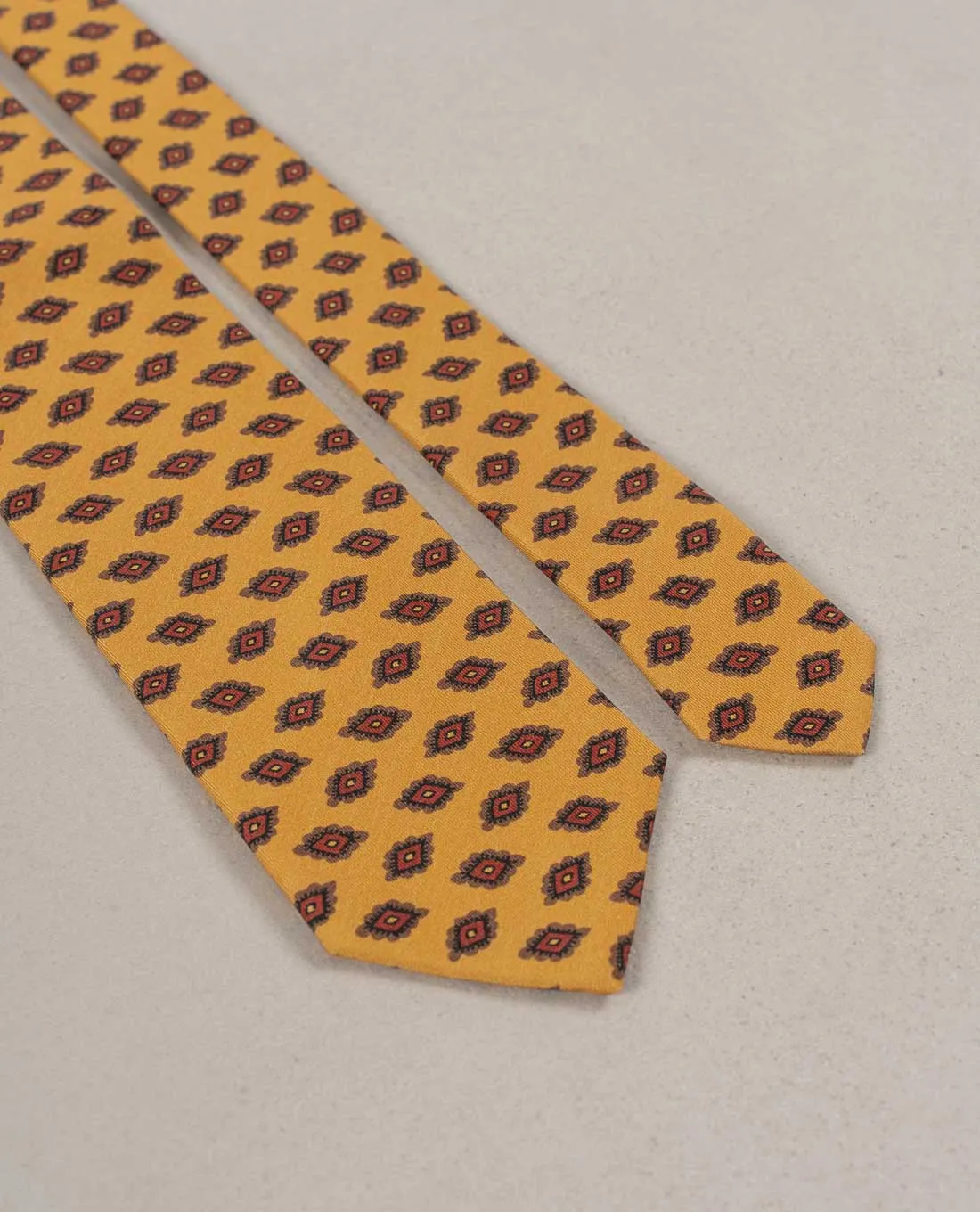 Medallion Print Twill Silk Tie - Yellow sold by Paolo Albizzati product image thumbnail 5