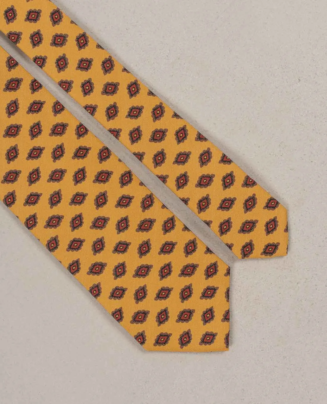 Medallion Print Twill Silk Tie - Yellow sold by Paolo Albizzati product image thumbnail 4