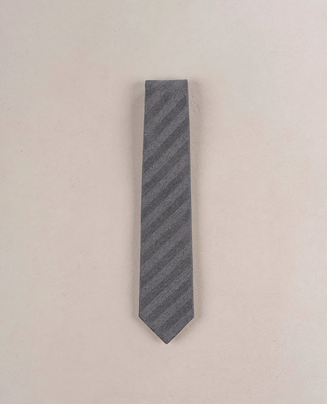 Herringbone Woven Silk Tie - Grey textured sold by Paolo Albizzati