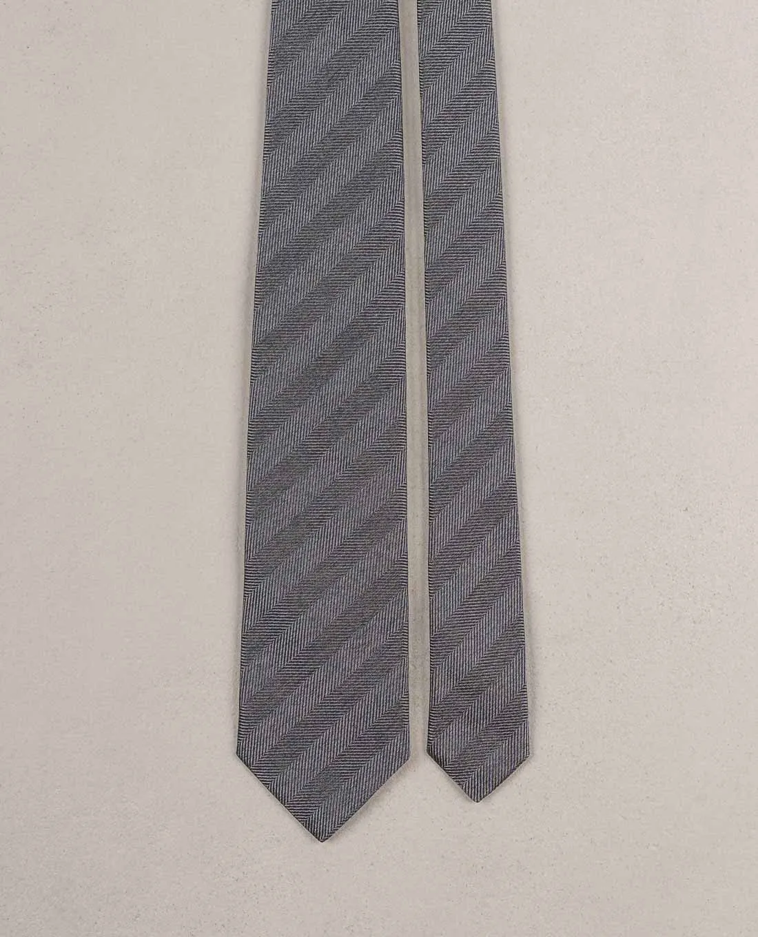 Herringbone Woven Silk Tie - Grey textured sold by Paolo Albizzati product image thumbnail 4
