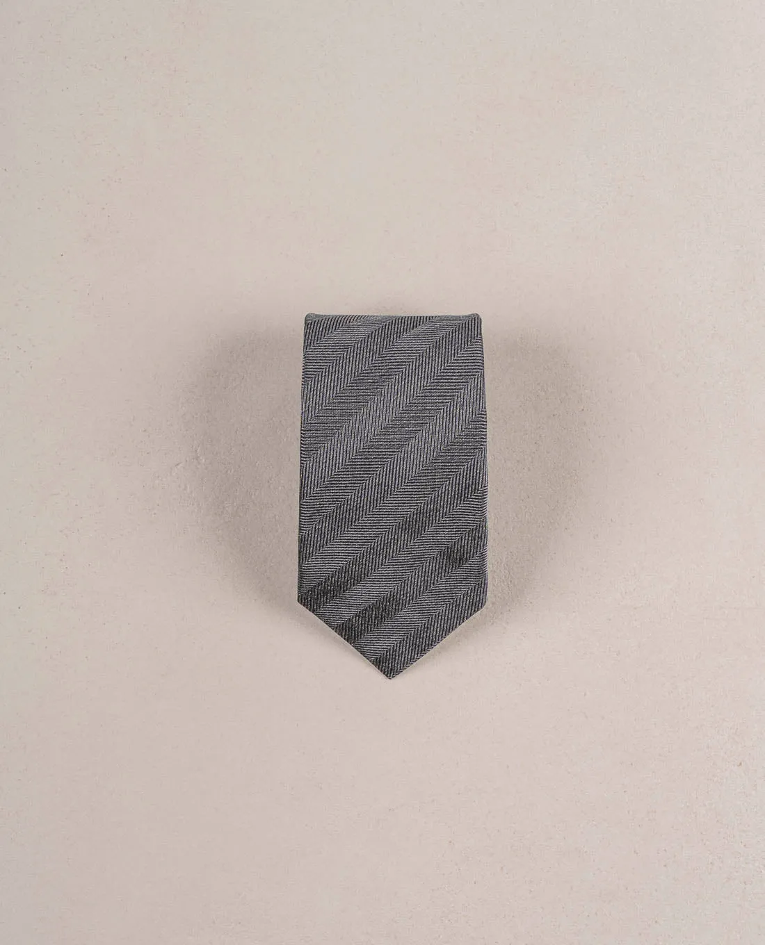 Herringbone Woven Silk Tie - Grey textured sold by Paolo Albizzati product image thumbnail 3