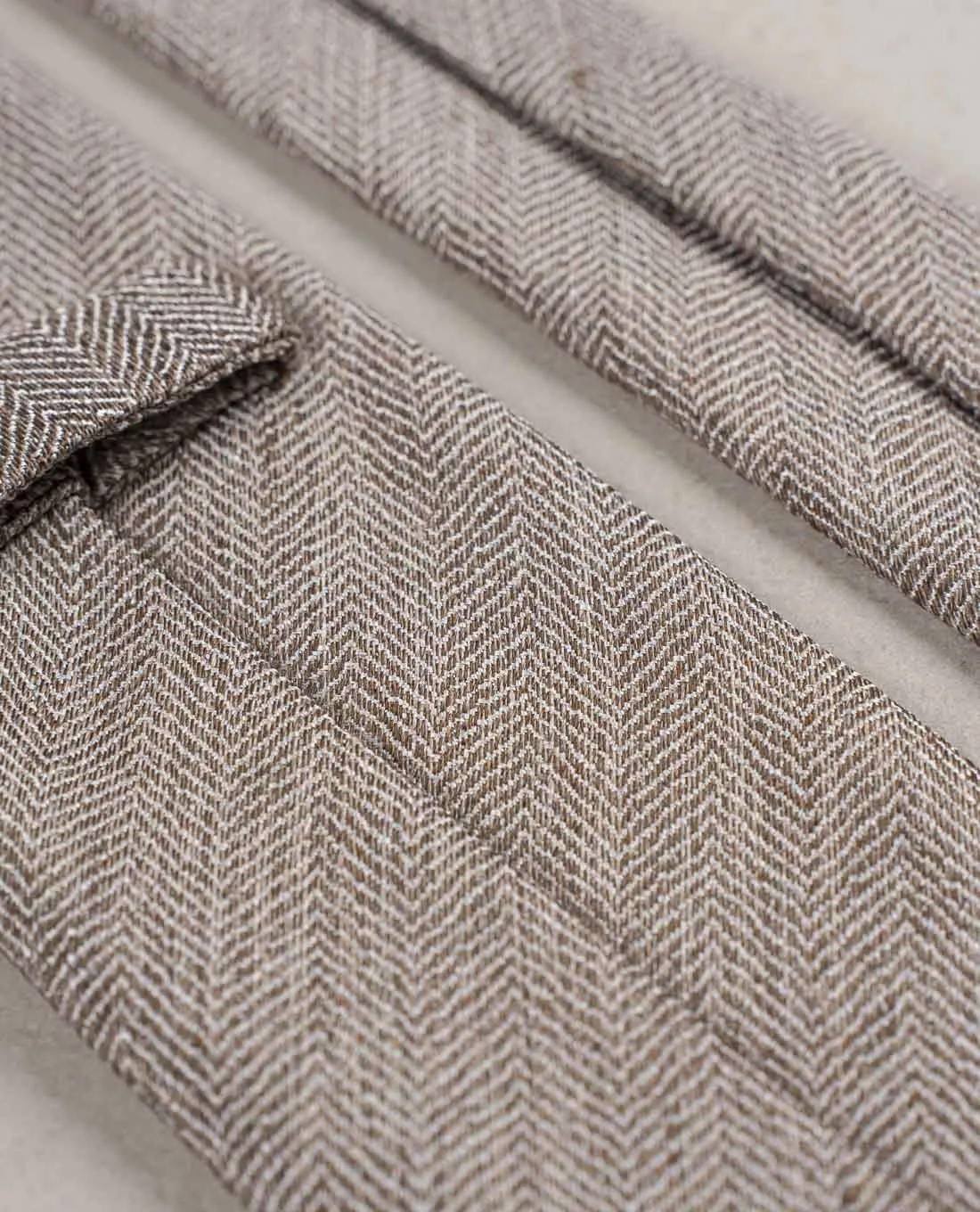 Herringbone Texture Silk Blend Woven Tie - Light brown sold by Paolo Albizzati product image thumbnail 2