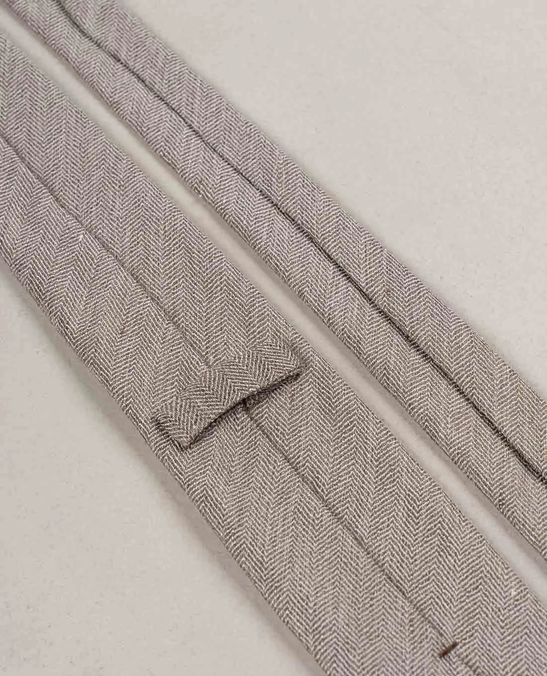 Herringbone Texture Silk Blend Woven Tie - Light brown sold by Paolo Albizzati product image thumbnail 4