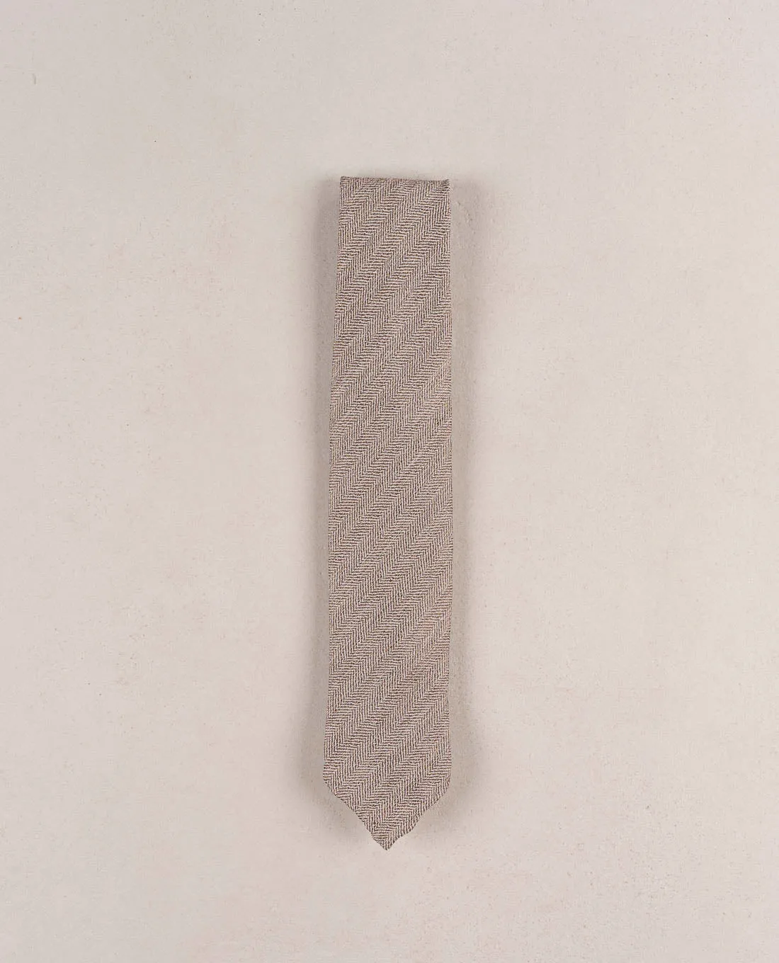 Herringbone Texture Silk Blend Woven Tie - Light brown sold by Paolo Albizzati