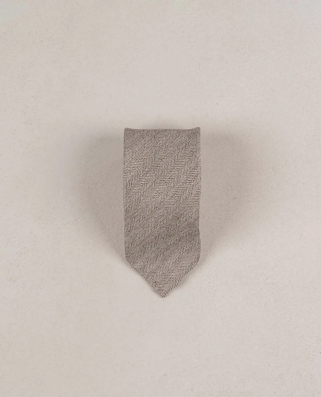 Herringbone Texture Silk Blend Woven Tie - Light brown sold by Paolo Albizzati product image thumbnail 3