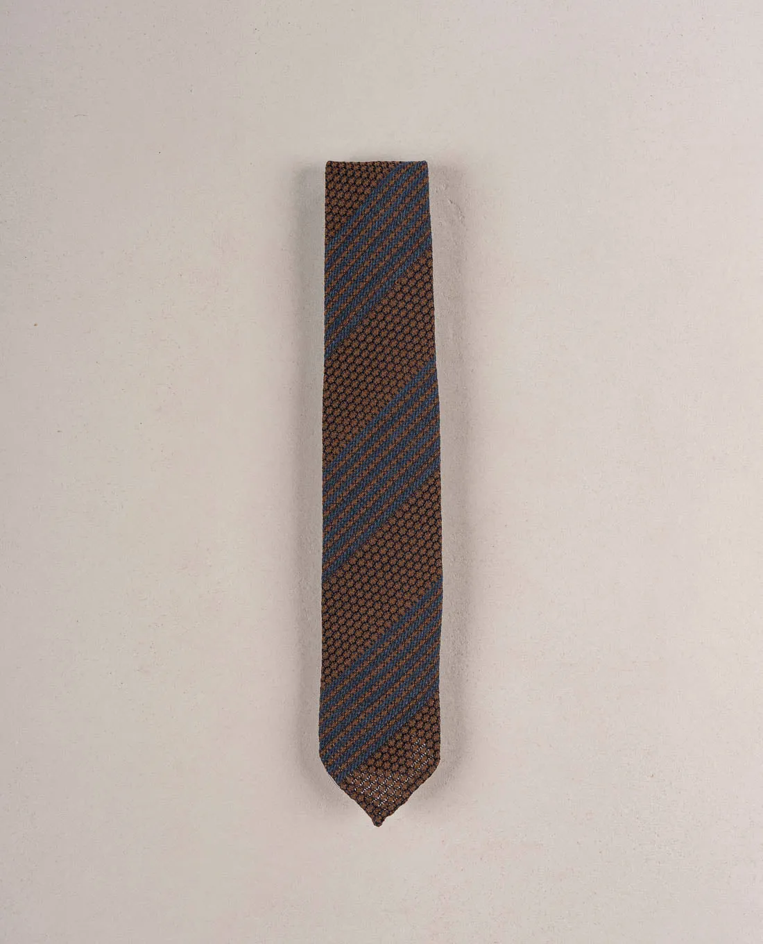 Grenadine Woven Donegal Silk Tie - brown and blue sold by Paolo Albizzati product image thumbnail 4