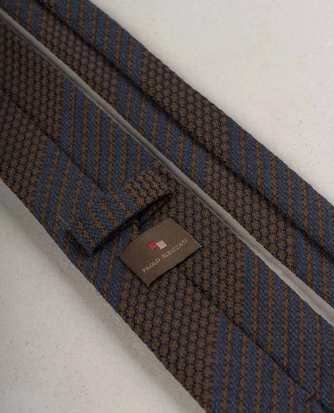 Grenadine Woven Donegal Silk Tie - brown and blue sold by Paolo Albizzati product image thumbnail 3