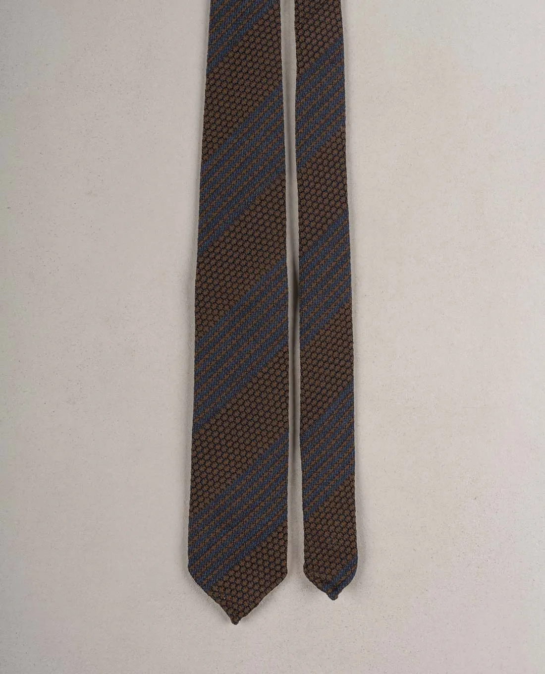 Grenadine Woven Donegal Silk Tie - brown and blue sold by Paolo Albizzati product image thumbnail 5