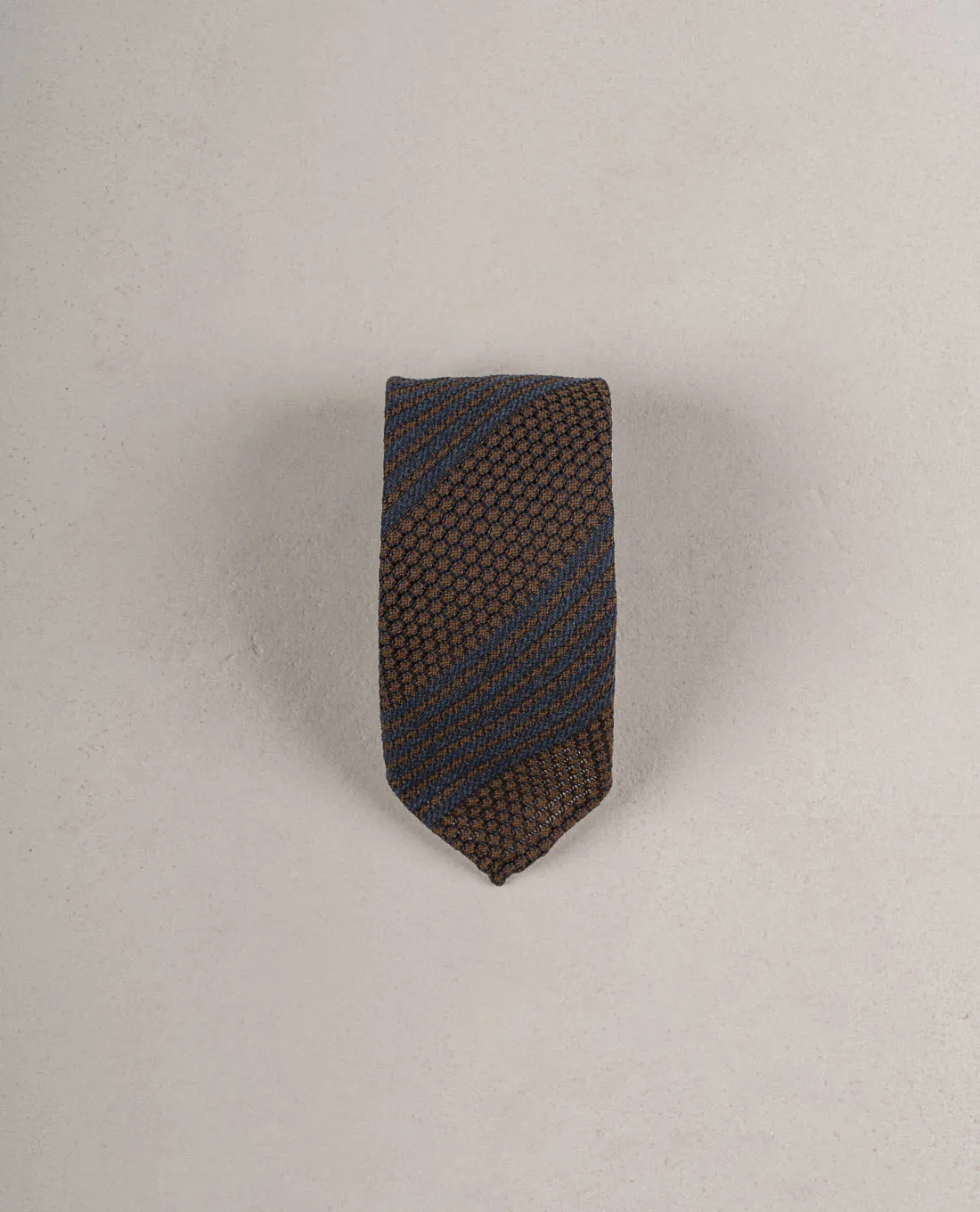 Grenadine Woven Donegal Silk Tie - brown and blue sold by Paolo Albizzati product image thumbnail 2