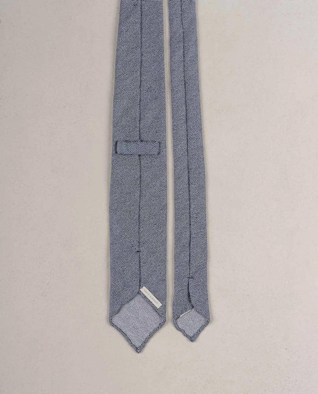 Herringbone Texture Silk Blend Woven Tie - Blue sold by Paolo Albizzati product image thumbnail 3