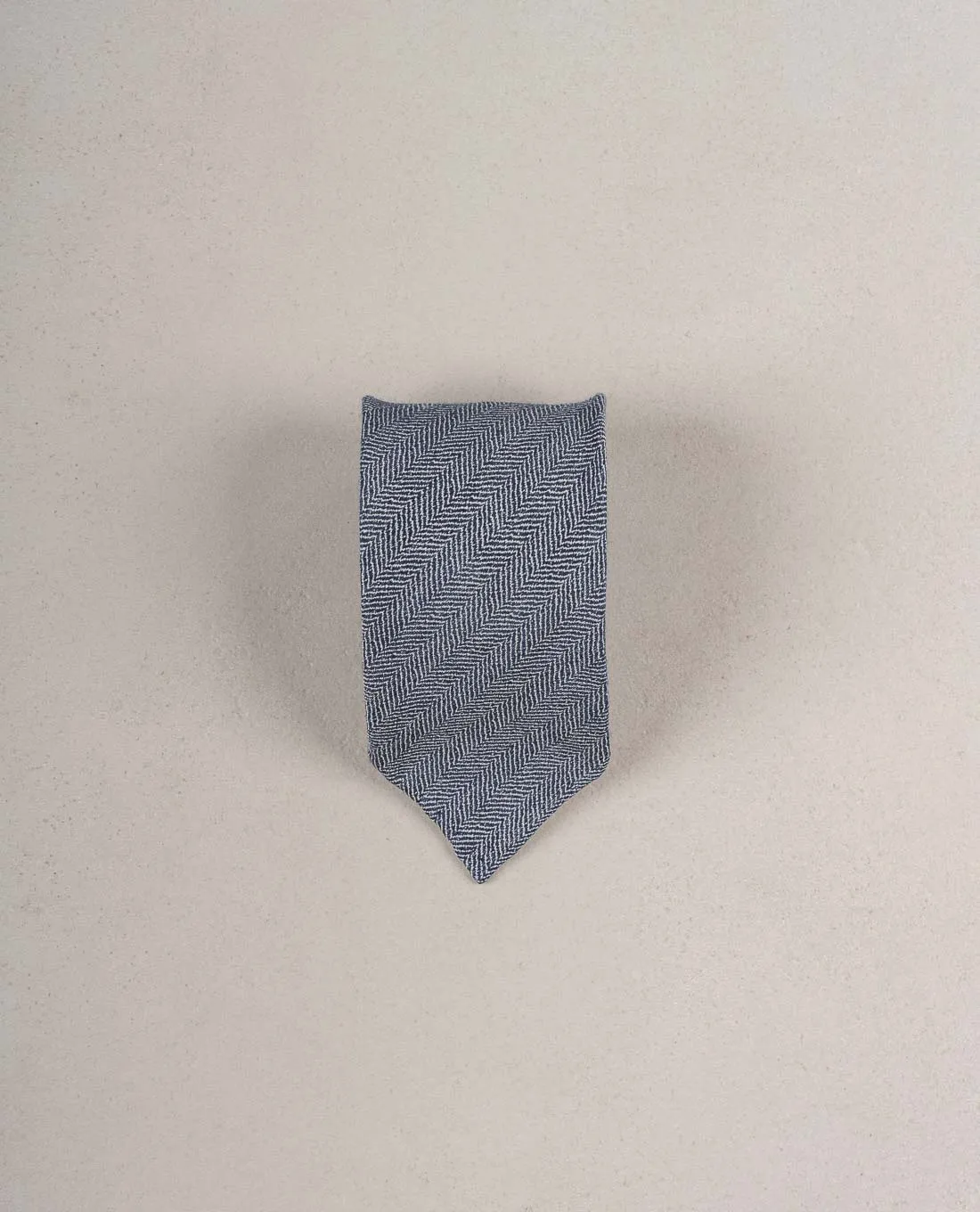 Herringbone Texture Silk Blend Woven Tie - Blue sold by Paolo Albizzati product image thumbnail 2
