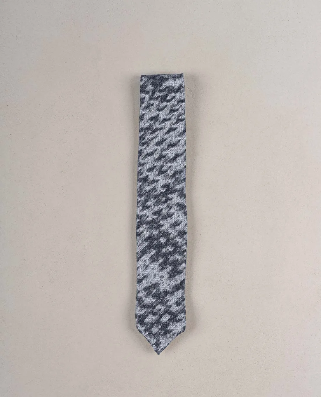 Herringbone Texture Silk Blend Woven Tie - Blue sold by Paolo Albizzati