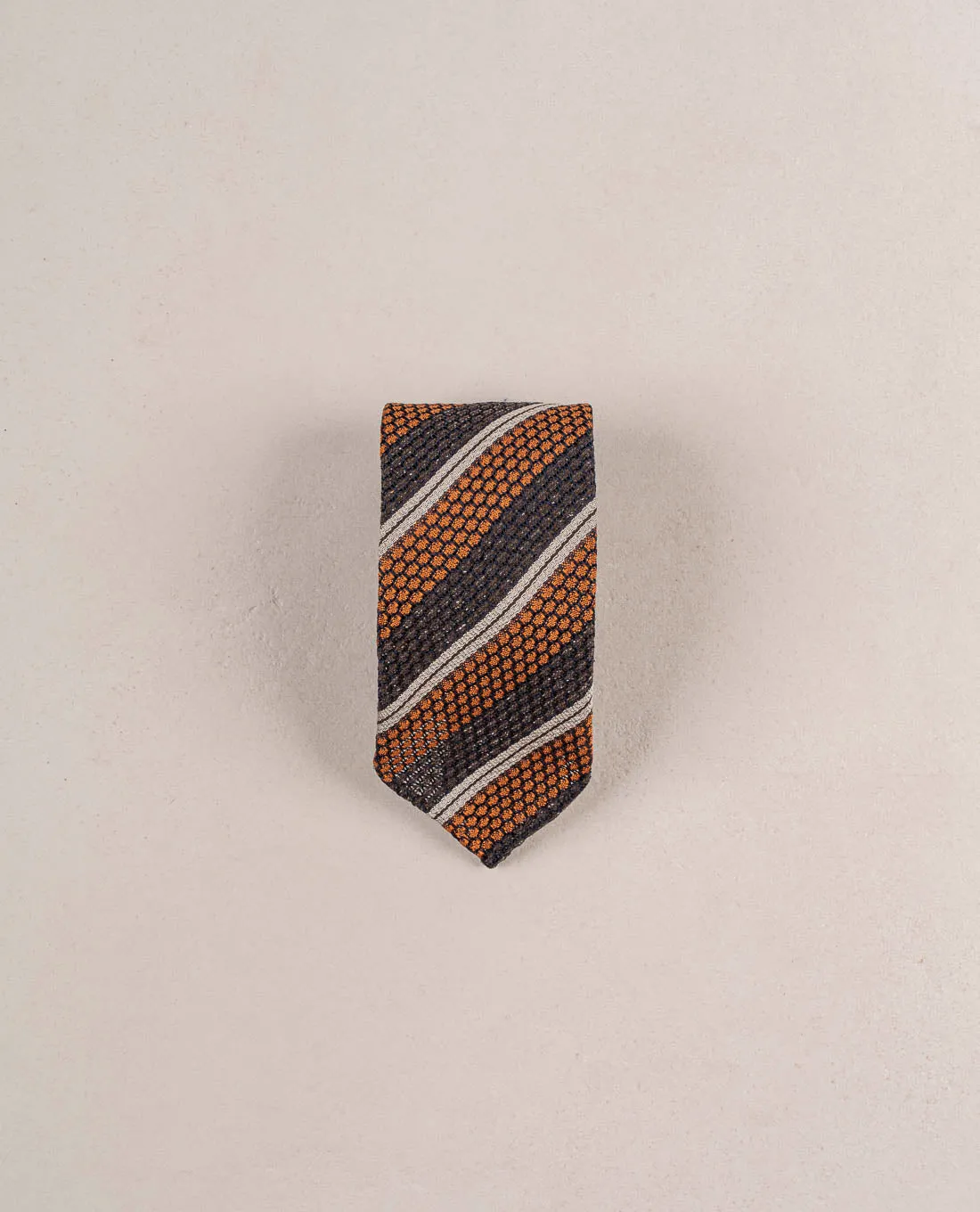 Grenadine Woven Donegal Silk Tie - Brown and rust sold by Paolo Albizzati product image thumbnail 5