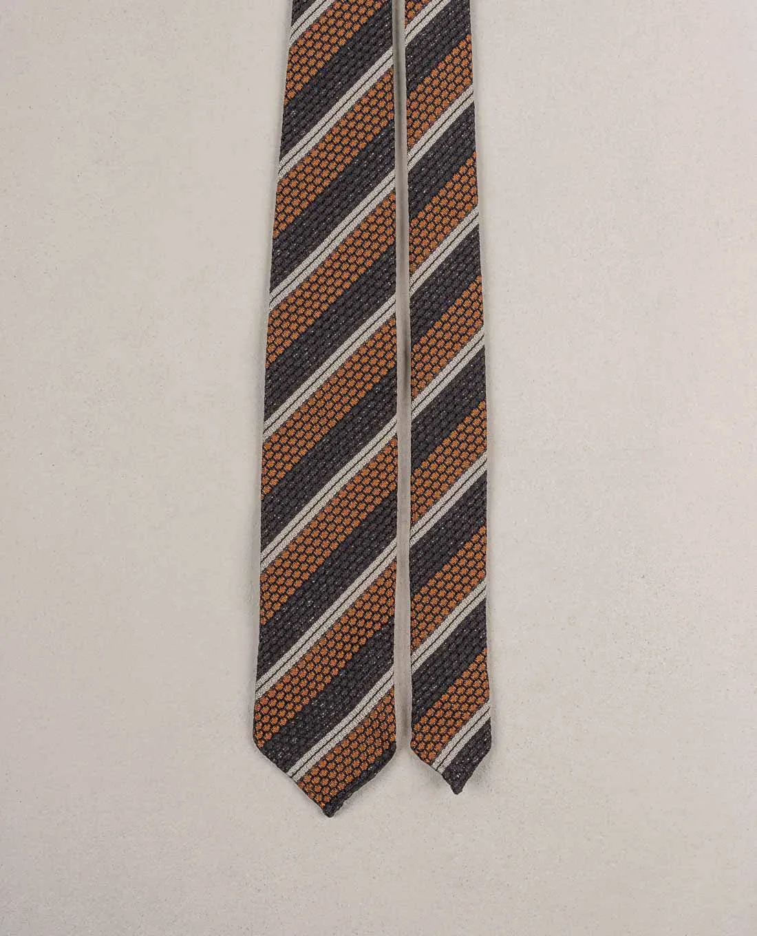 Grenadine Woven Donegal Silk Tie - Brown and rust sold by Paolo Albizzati product image thumbnail 2