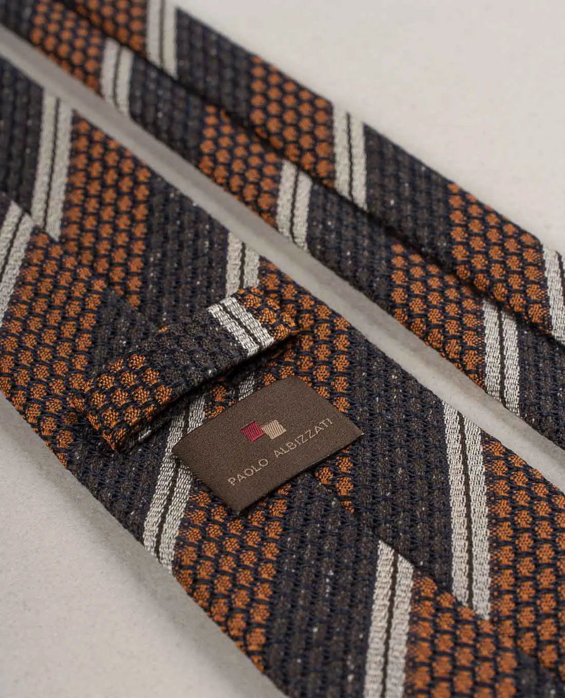 Grenadine Woven Donegal Silk Tie - Brown and rust sold by Paolo Albizzati product image thumbnail 4
