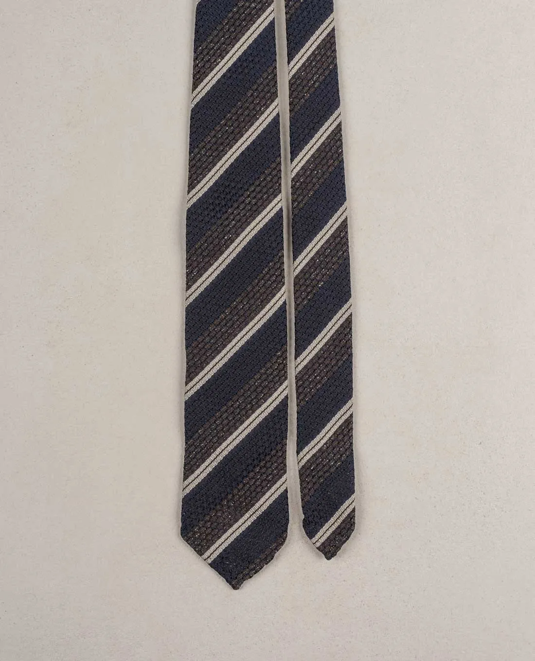 Grenadine Woven Donegal Silk Tie - Brown and blue sold by Paolo Albizzati product image thumbnail 2
