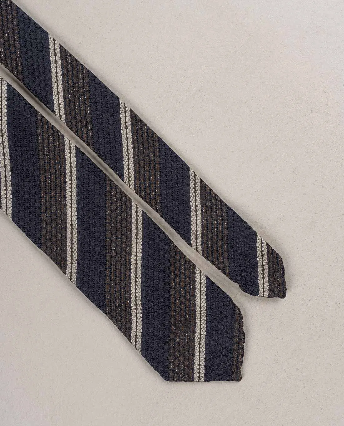 Grenadine Woven Donegal Silk Tie - Brown and blue sold by Paolo Albizzati product image thumbnail 5