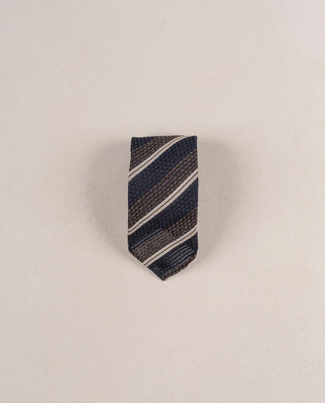 Grenadine Woven Donegal Silk Tie - Brown and blue sold by Paolo Albizzati product image thumbnail 3