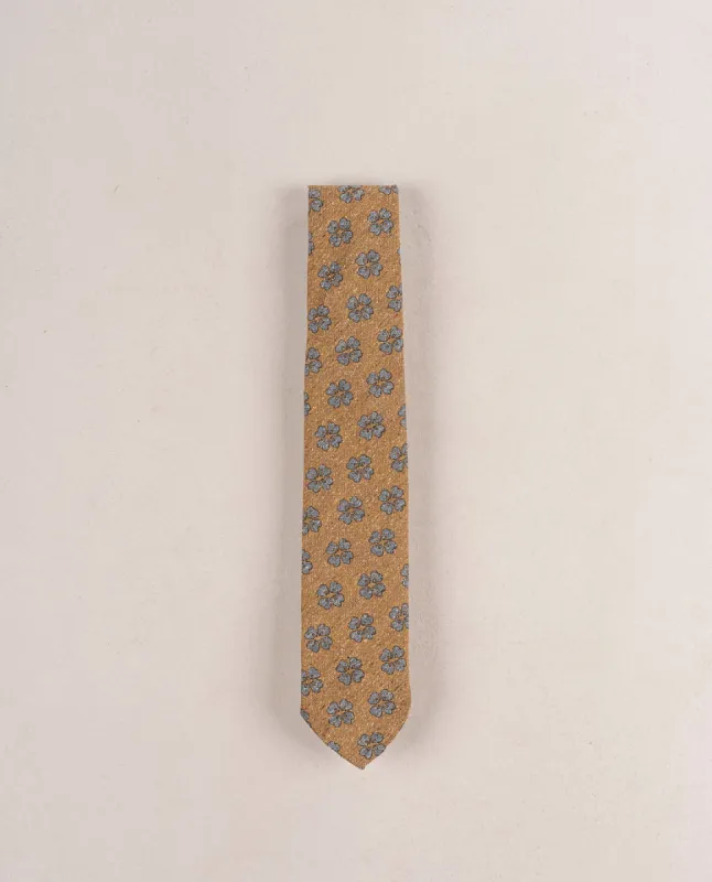 Floral Woven Donegal Silk Tie - Yellow and grey sold by Paolo Albizzati