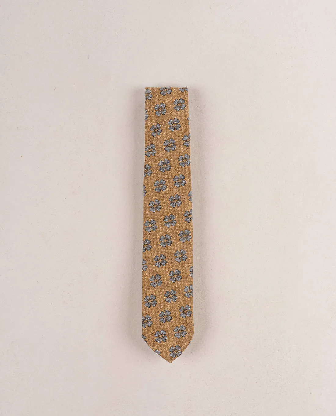 Floral Woven Donegal Silk Tie - Yellow and grey sold by Paolo Albizzati