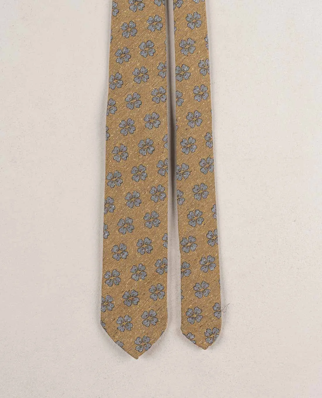Floral Woven Donegal Silk Tie - Yellow and grey sold by Paolo Albizzati product image thumbnail 3