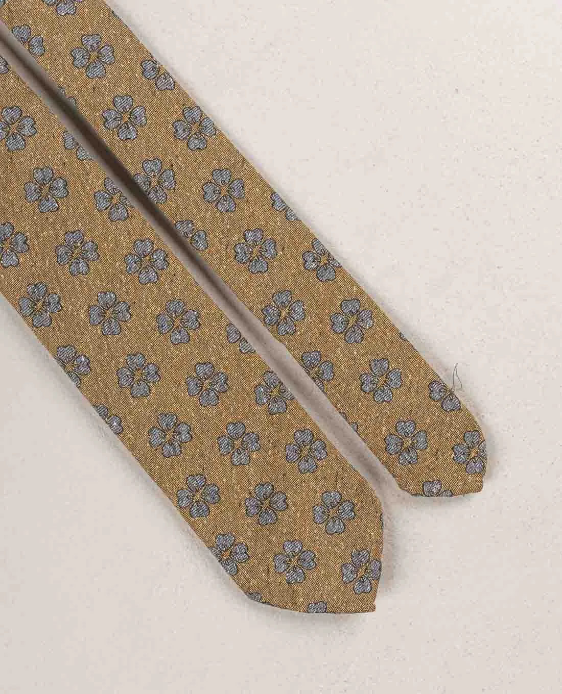 Floral Woven Donegal Silk Tie - Yellow and grey sold by Paolo Albizzati product image thumbnail 5