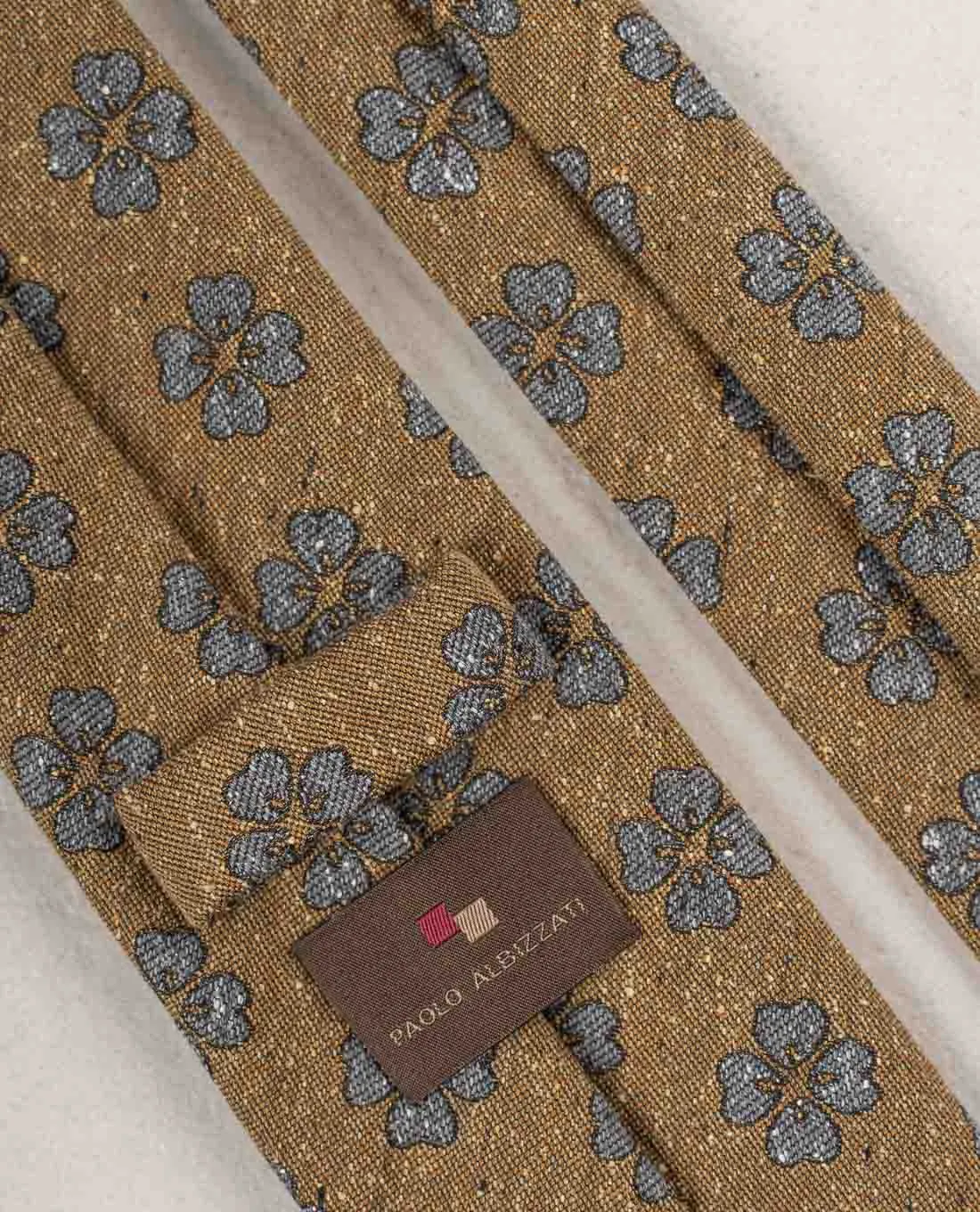 Floral Woven Donegal Silk Tie - Yellow and grey sold by Paolo Albizzati product image thumbnail 4