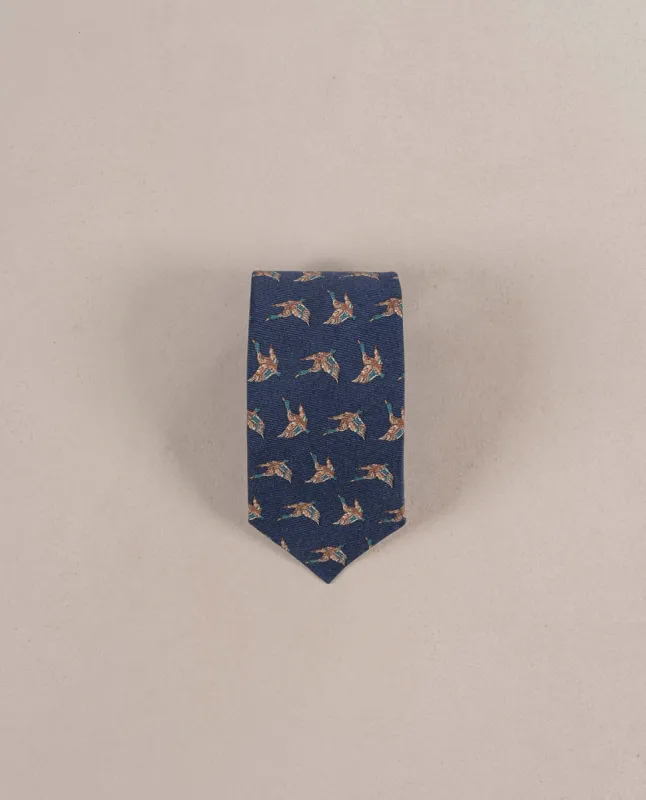 Ducks Vintage Print Twill Silk Tie - Navy blue sold by Paolo Albizzati