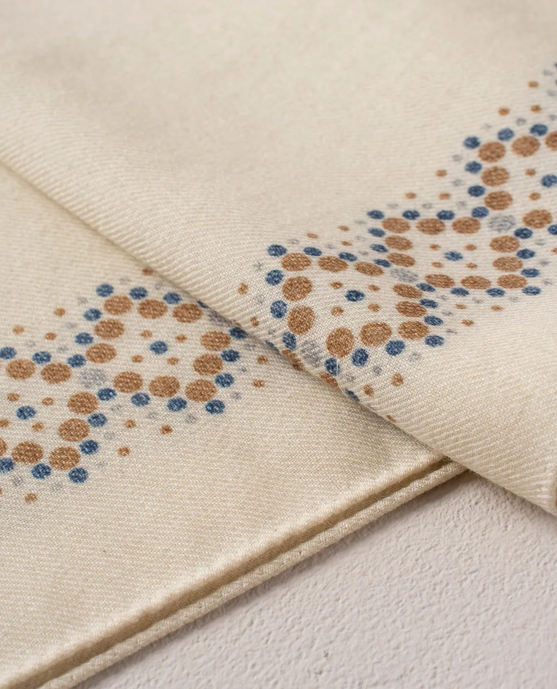 Wool Printed Scarf - Off-White with Dotted Motif sold by Paolo Albizzati product image thumbnail 3