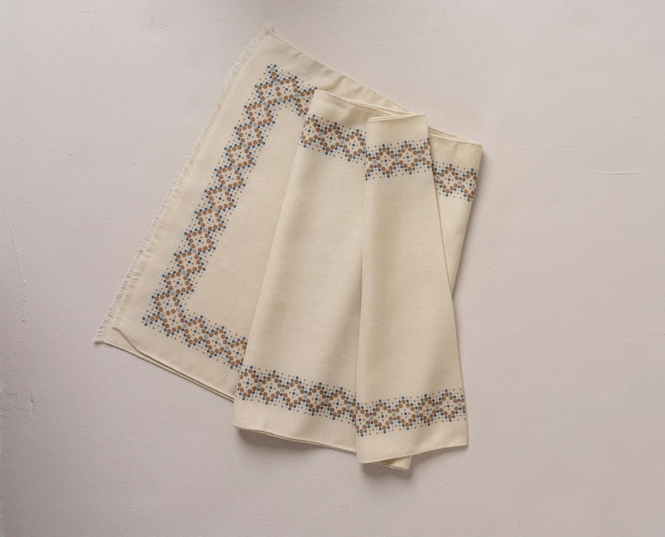 Wool Printed Scarf - Off-White with Dotted Motif sold by Paolo Albizzati product image thumbnail 5