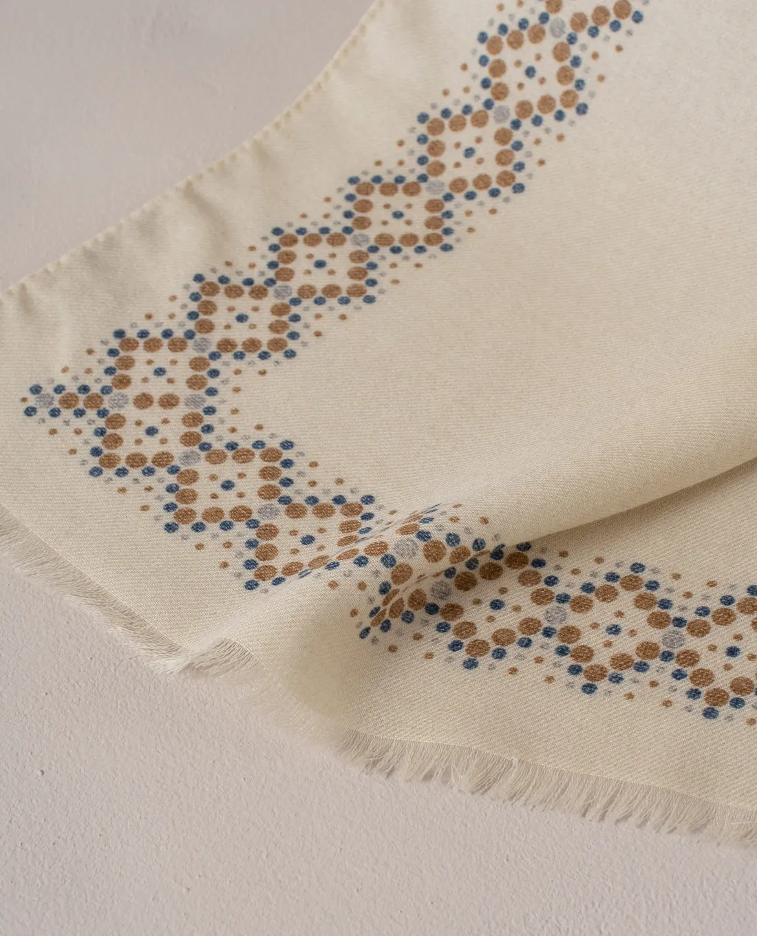 Wool Printed Scarf - Off-White with Dotted Motif sold by Paolo Albizzati product image thumbnail 4