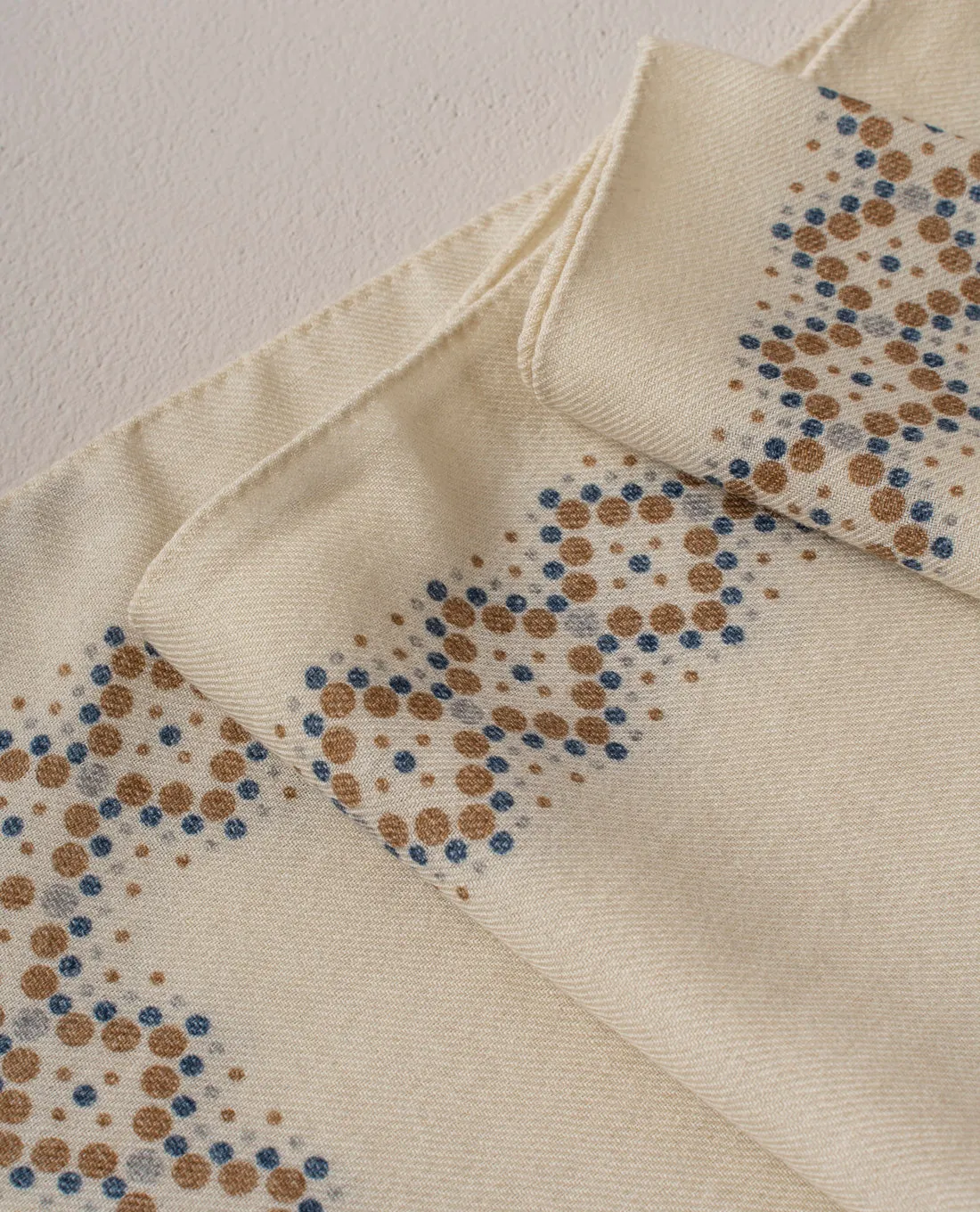 Wool Printed Scarf - Off-White with Dotted Motif sold by Paolo Albizzati product image thumbnail 2