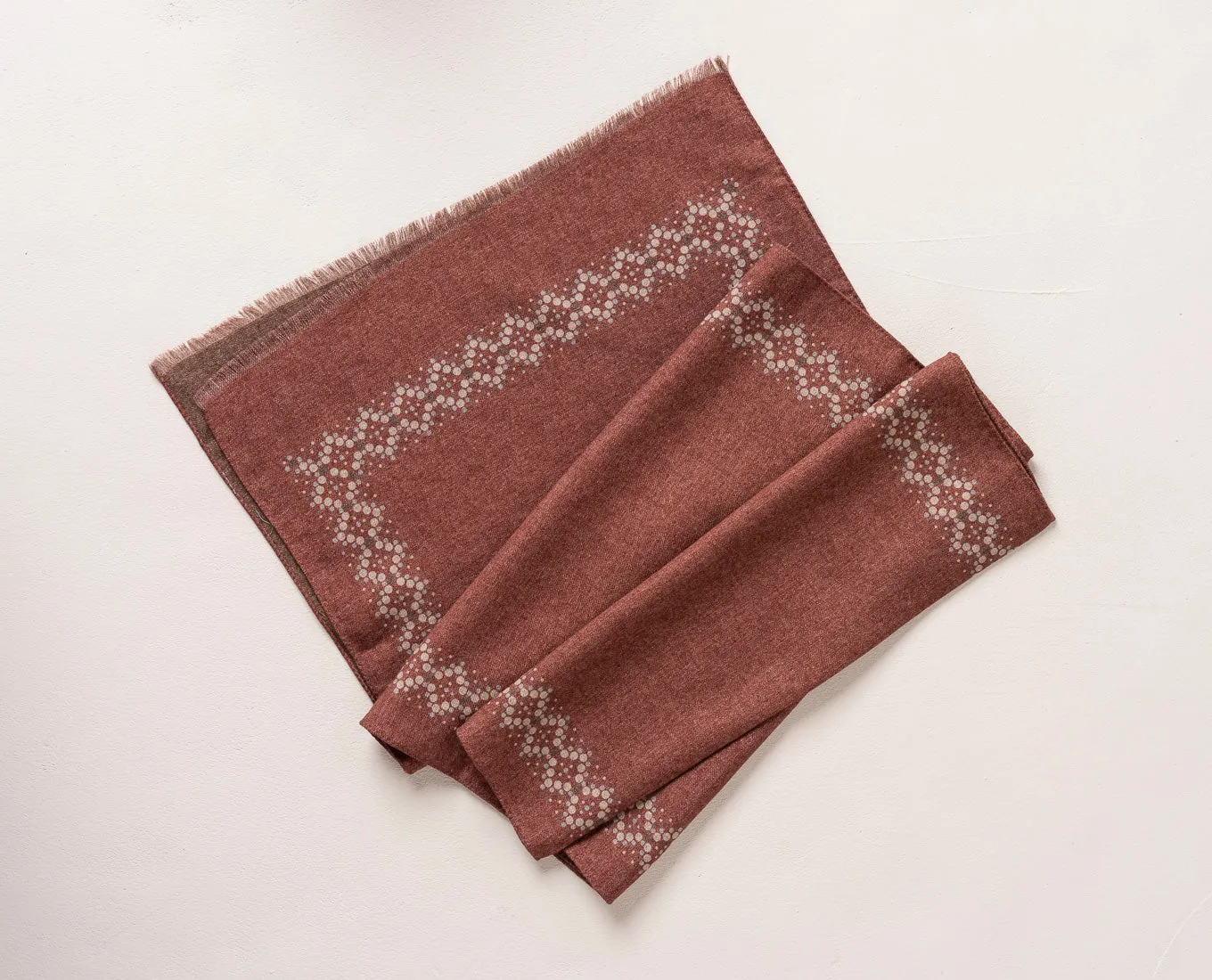 Wool Printed Scarf - Burgundy Melange with Dotted Motif sold by Paolo Albizzati product image thumbnail 4