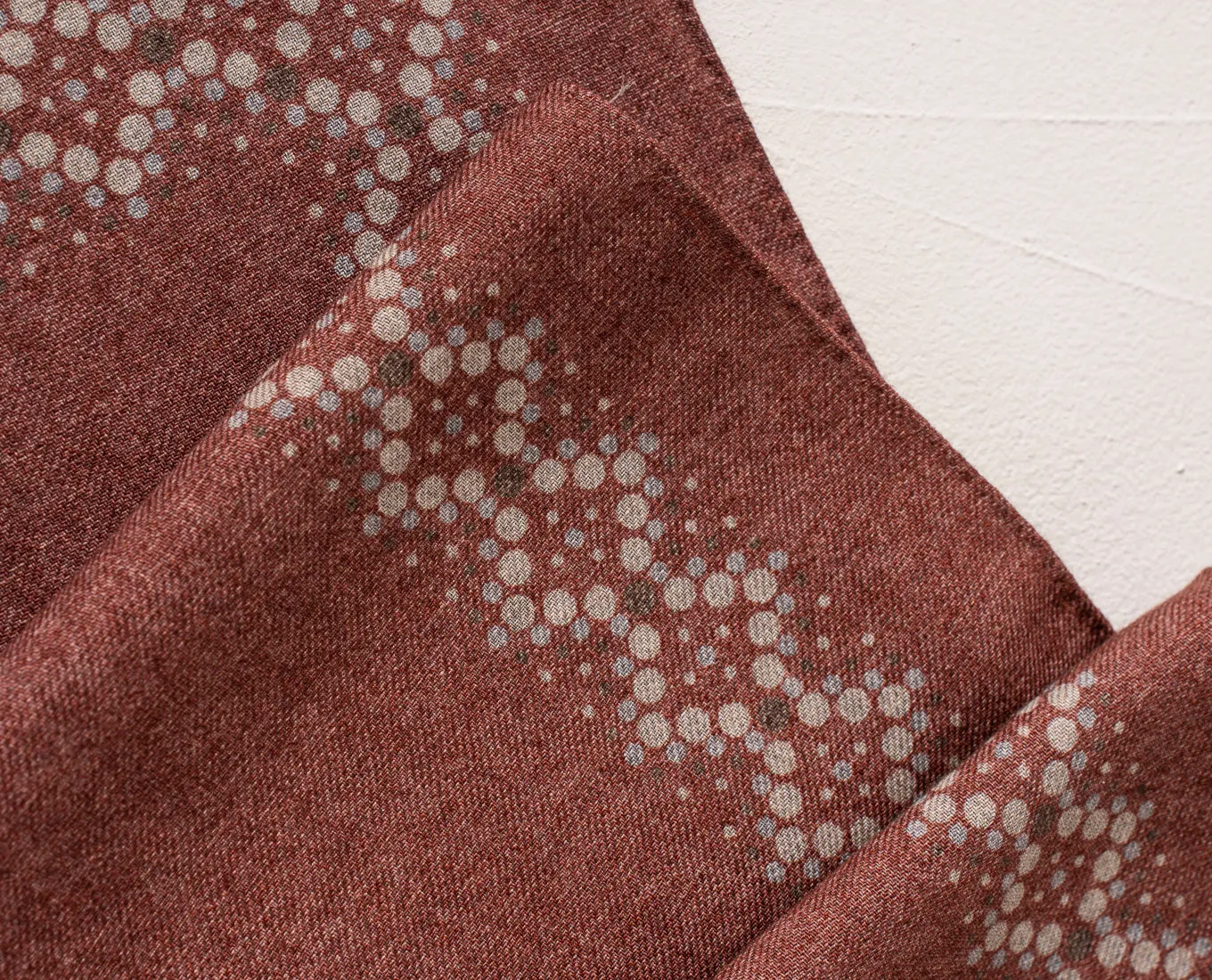 Wool Printed Scarf - Burgundy Melange with Dotted Motif sold by Paolo Albizzati product image thumbnail 5