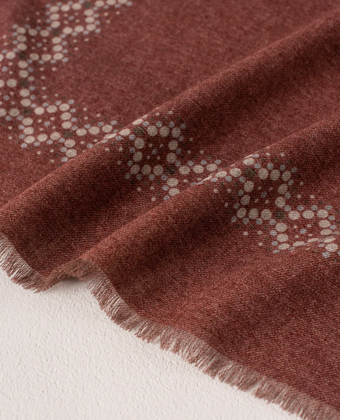 Wool Printed Scarf - Burgundy Melange with Dotted Motif sold by Paolo Albizzati product image thumbnail 2