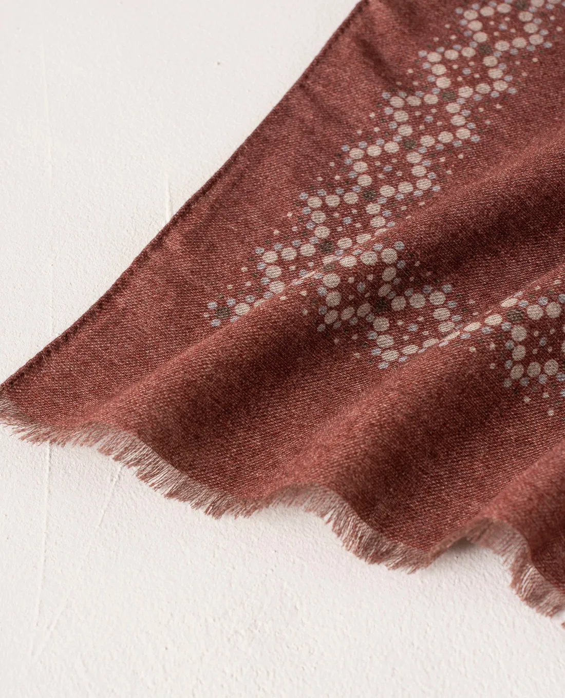 Wool Printed Scarf - Burgundy Melange with Dotted Motif sold by Paolo Albizzati product image thumbnail 3