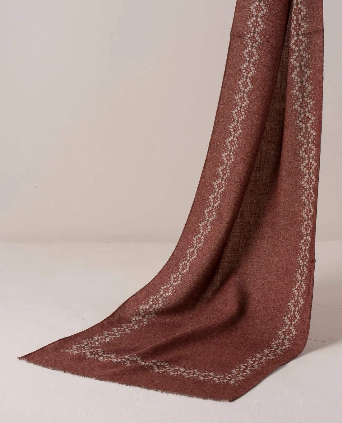 Wool Printed Scarf - Burgundy Melange with Dotted Motif sold by Paolo Albizzati